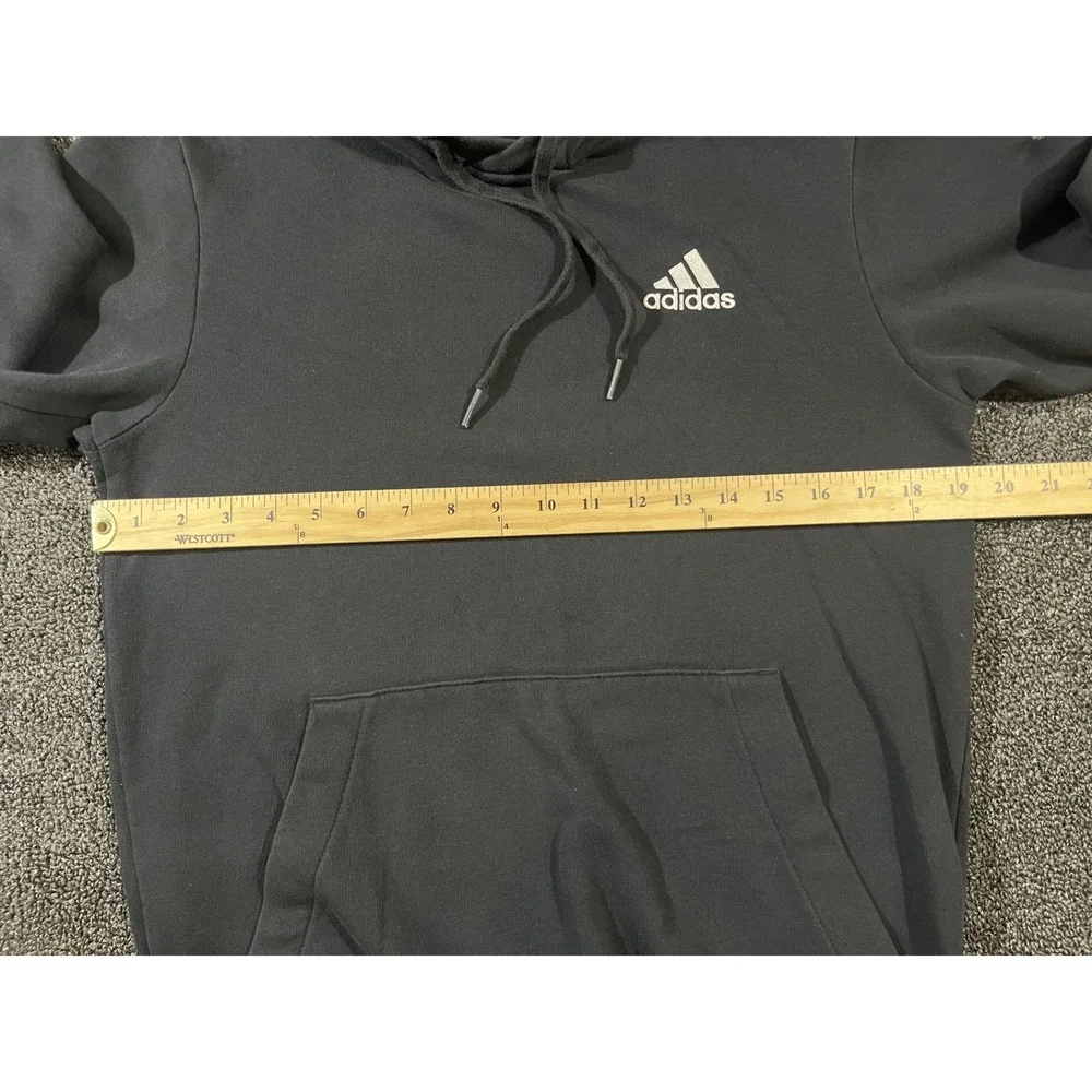 Adidas Essentials Fleece Hoodie Black White Logo Pullover Mens‎ Small S